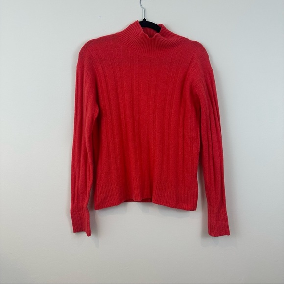 J. Crew | Coral Ribbed Turtleneck Sweater Merino Wool Blend Size XS - Picture 1 of 6